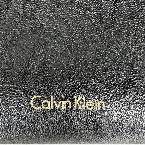 Calvin Klein Womens Soft Pebbled Leather Studded Large Black Weekend Tote Bag - Picture 3 of 8